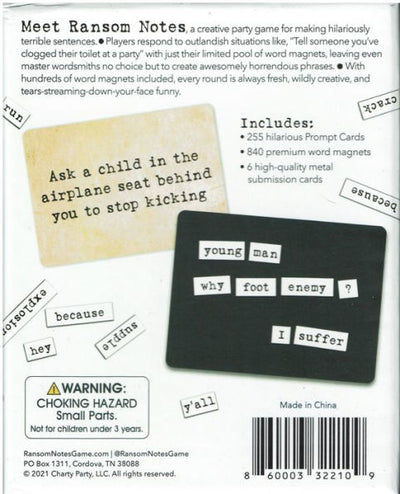 Ransom Notes The Ridiculous Word Magnet Game by Evan Katz, Josh Roberts